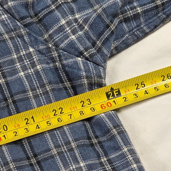 Vintage L.L. Bean Mens Tall Large Plaid Button Up Shirt Blue Cotton Long Sleeve - Picture 8 of 10